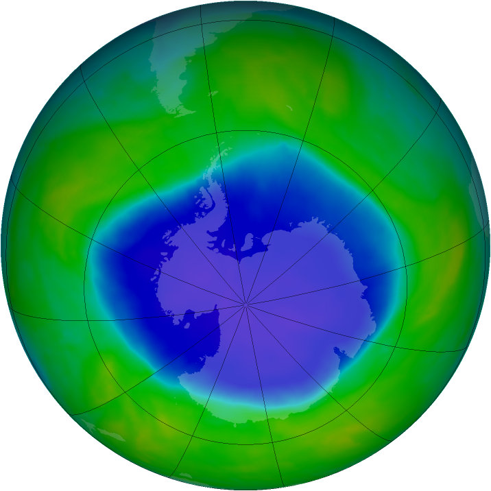 Antarctic ozone map for 17 November 2008
